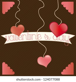 Valentine`s day vintage card. on brown background