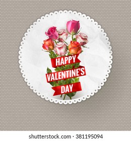 Valentines Day vintage card with roses. EPS 10 vector file included