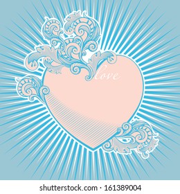 Valentine's Day vintage card in style baroque.