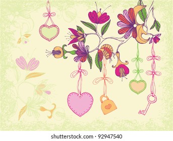 Valentines day vintage floral illustration