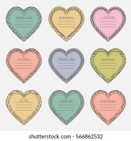 Valentine's Day vintage frames on white background
