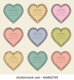 Valentine's Day vintage frames on retro background