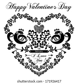 Valentine's Day vintage greeting card. vector illustration. 