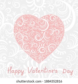 Valentine's Day. Vintage heart. Delicate postcard or festive background.