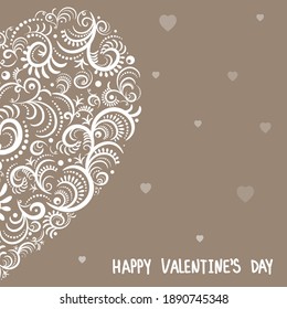 Valentine's Day. Vintage heart. Delicate postcard or festive background.