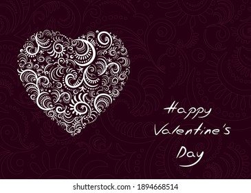 Valentine's Day. Vintage heart. Delicate postcard or festive background.