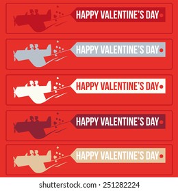 Valentine's Day vintage labels love concept,  airplane flying