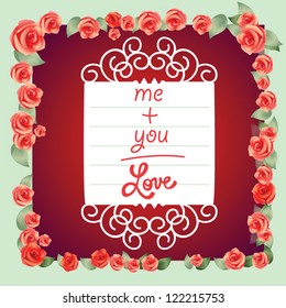 Valentine`s Day vintage lace card with sweets and place for text