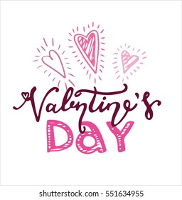 valentines day vintage lettering background.Happy Valentines Day Hand Drawing Vector Lettering design.