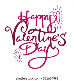 valentines day vintage lettering background.Happy Valentines Day Hand Drawing Vector Lettering design.