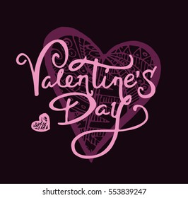 valentines day vintage lettering background.Happy Valentines Day Hand Drawing Vector Lettering design.