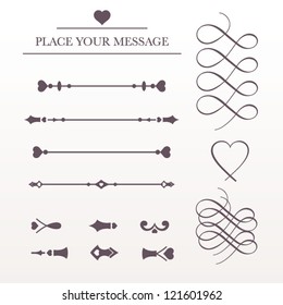 Valentine`s Day vintage vector design elements.