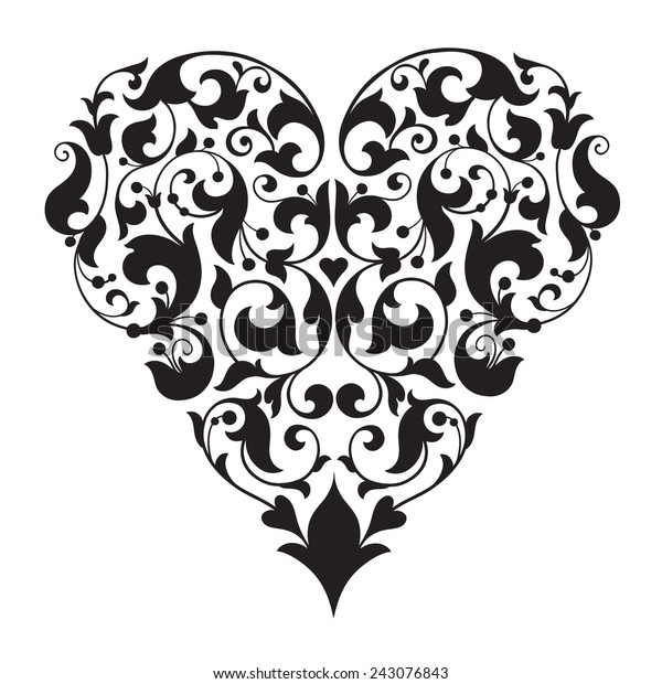 Valentines Day Vintage Vector Illustration Floral Stock Vector (Royalty ...