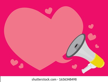 Valentines day visual with speech bubble of hearts and loudspeaker. Vector illustration. Can be use for flyers, invitation, posters or brochure.