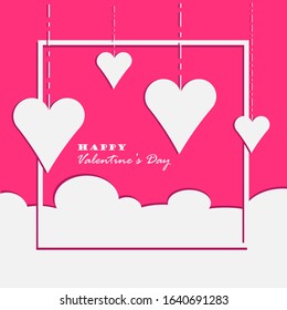 The Valentine's day wallpaper . Valentine with pink purple white background concept. Flat lay, top view