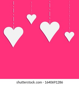 The Valentine's day wallpaper . Valentine with pink purple white background concept. Flat lay, top view