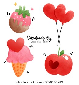 Valentine's day watercolor element. Vector