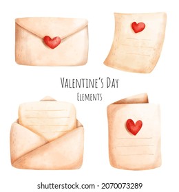 Valentinstag Aquarellelemente. Vektorgrafik 