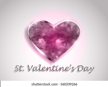 Valentine's Day. Watercolor heart on a color background.