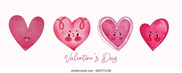Valentine's Day, watercolor hearts, wedding cards and love cards.