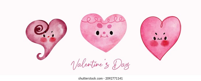 Valentine's Day, watercolor hearts, wedding cards and love cards.