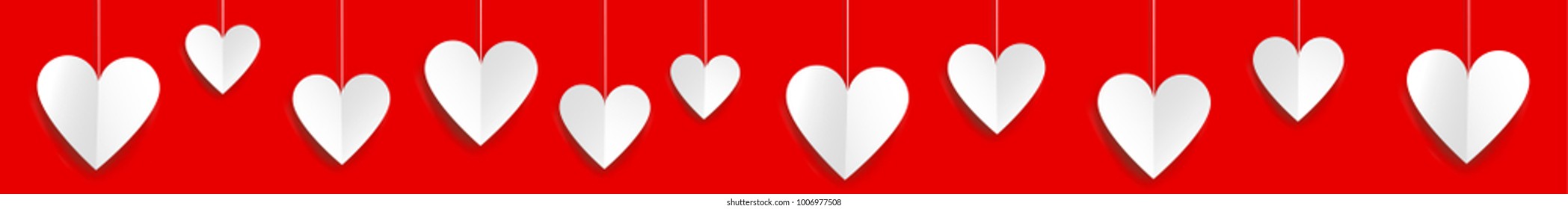 Valentine's day web banner with paper hearts