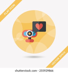 Valentine's Day web cam love message flat icon with long shadow,eps10