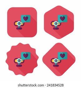 Valentine's Day webcame love message flat icon with long shadow,eps10