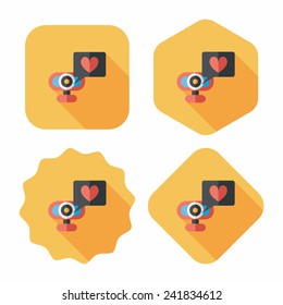 Valentine's Day webcame love message flat icon with long shadow,eps10