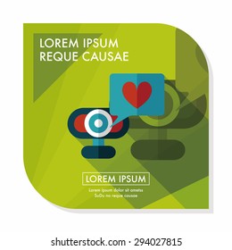 Valentine's Day webcame love message flat icon with long shadow,eps10