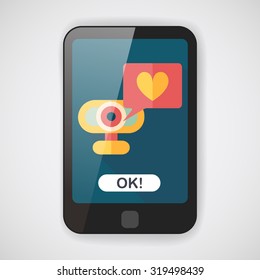 Valentine's Day webcame love message flat icon with long shadow,eps10