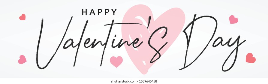 Valentine's day website header or banner design with heart pattern and calligraphy/ typography of Happy Valentines Day text. Vector illustration.