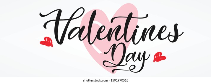 Valentine's day website header or banner design with heart pattern and calligraphy/ typography of Happy Valentines Day text. Vector illustration.