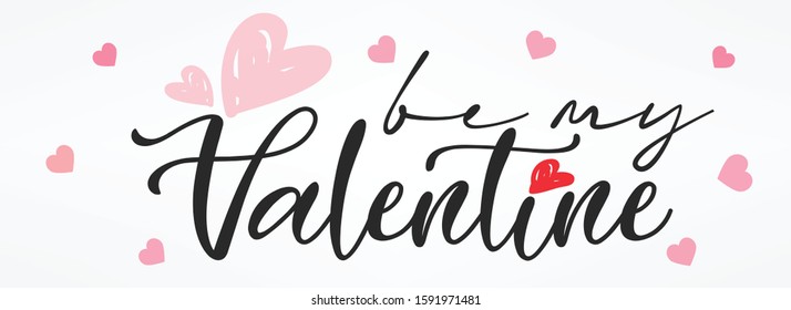 Valentine's day website header or banner design with heart pattern and calligraphy/ typography of Be My Valentine text. Vector illustration.