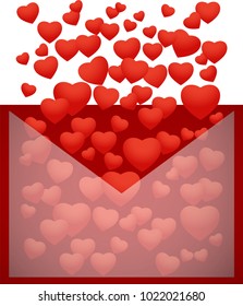 Valentine's Day or Wedding background design with Red Hearts