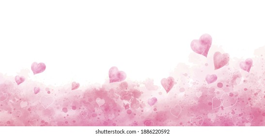 Valentine's day and wedding background design of watercolor hearts vector illustration