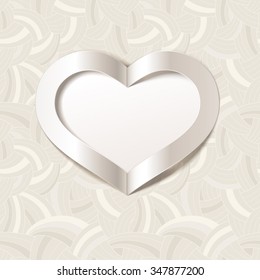 Valentine's Day or wedding background with white heart. Vector illustration with seamless pattern. Editable blend options.