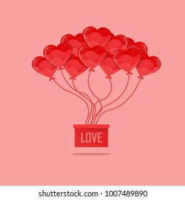 valentines day and wedding card . 3D heart air ballons