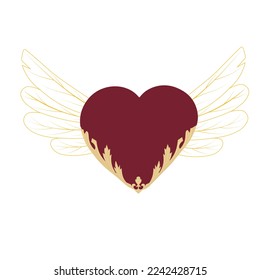 valentine's day. wedding. Love. The winged heart. Valentine vector stock illustration. isolated on a white background.