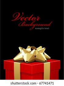 Valentines Day or wedding red gift box present with gold bow celebration vector background
