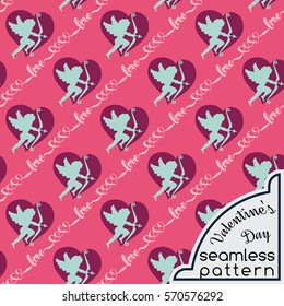 Valentine's Day and wedding seamless pattern. Handwritten lettering quote about love to valentines day end wedding design. Text on color background. Perfect for holiday greeting cards. Flat design.

