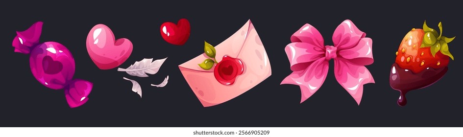 Valentine's day and wedding set of love illustrations