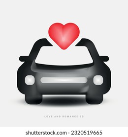 Valentine's Day or wedding sign. Love concept, Happy Valentine's Day celebration,3d vector icon, heart 3d, love, wedding love, romance and relationship icon, web icon, UI icon, red, pride day, couple.