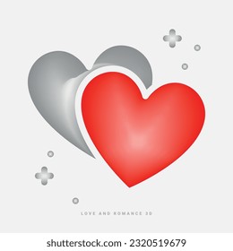 Valentine's Day or wedding sign. Love concept, Happy Valentine's Day celebration,3d vector icon, heart 3d, love, wedding love, romance and relationship icon, web icon, UI icon, red, pride day, couple.