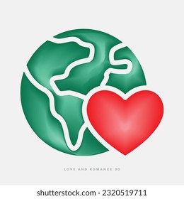 Valentine's Day or wedding sign. Love concept, Happy Valentine's Day celebration,3d vector icon, heart 3d, love, wedding love, romance and relationship icon, web icon, UI icon, red, pride day, couple.