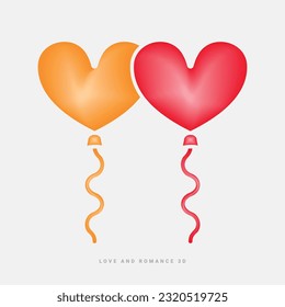 Valentine's Day or wedding sign. Love concept, Happy Valentine's Day celebration,3d vector icon, heart 3d, love, wedding love, romance and relationship icon, web icon, UI icon, red, pride day, couple.