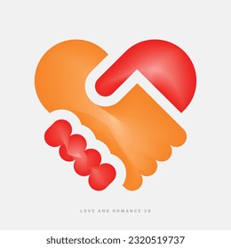 Valentine's Day or wedding sign. Love concept, Happy Valentine's Day celebration,3d vector icon, heart 3d, love, wedding love, romance and relationship icon, web icon, UI icon, red, pride day, couple.