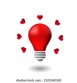 Valentine's day white background with lights illuminated by the light of love. Vector illustration