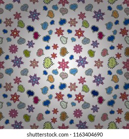 Valentines Day. White, blue and pink. Vector fancy love shape seamless pattern background.
