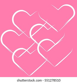 Valentine`s day. White hearts frames on the rose background. Vector illustration